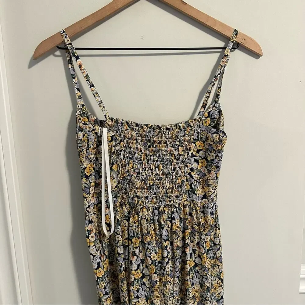 Fame and Partners Blue Yellow Floral Cotton Maxi Dress 2